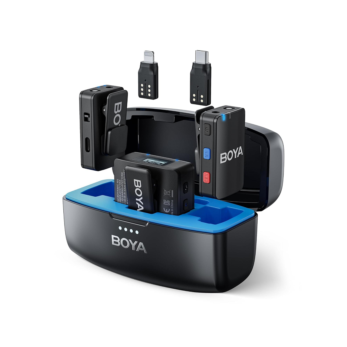 BOYAMIC Wireless Lavalier Microphone for iPhone Android Tablets Camera,Onboard Recording,984ft Range, 10h Battery Life with Charging Case, Clip on Wireless Lapel Mic for Live Streaming Video Recording