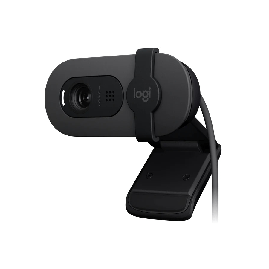 Logitech  BRIO 100 Full HD 1080p webcam with auto-light balance, integrated privacy shutter, and built-in mic. - Golchha Computers
