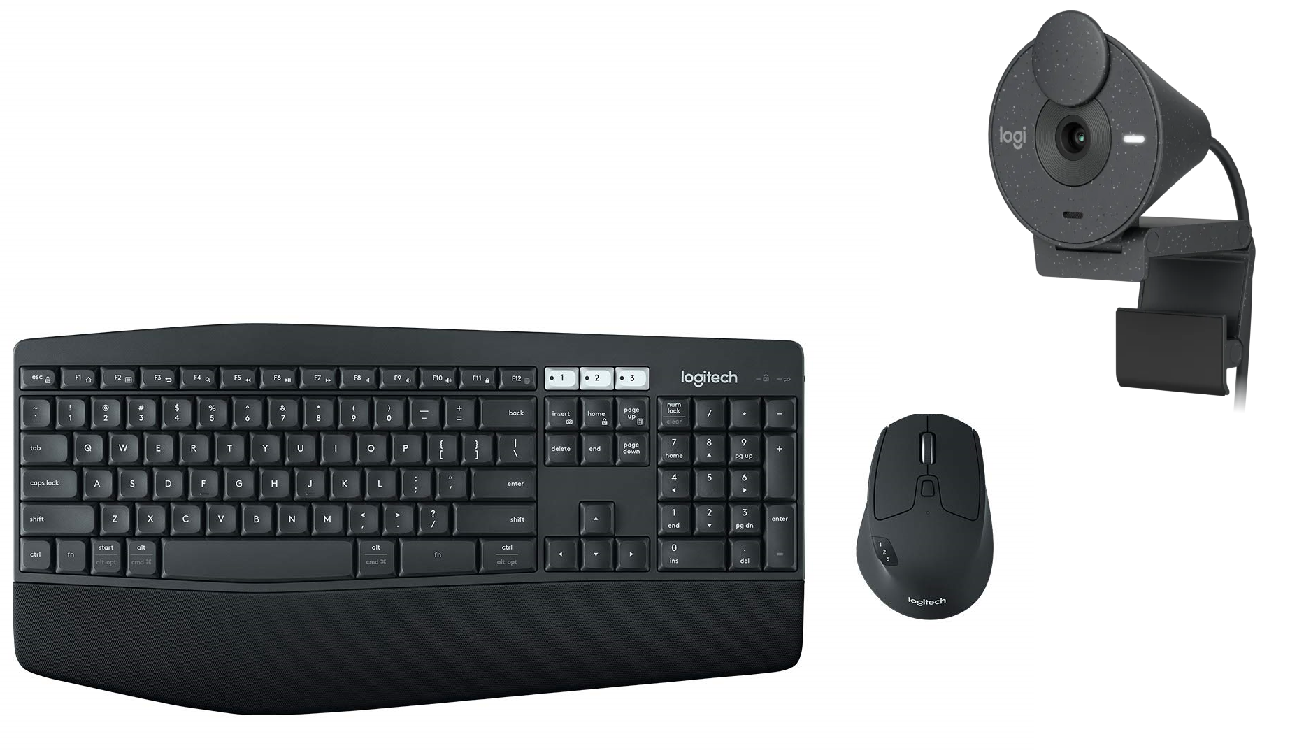 Logitech MK850 Performance Wireless Keyboard and Mouse and Logitech Brio 300 A 1080p webcam Combo