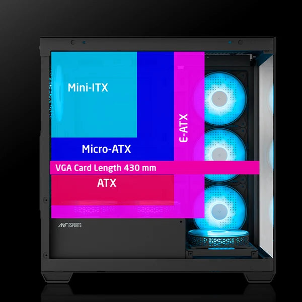Ant Esports Crystal X7 ATX PC Case (Black)