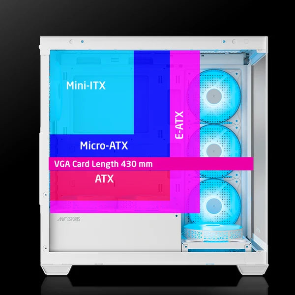 Ant Esports Crystal X7 ATX PC Case (White)