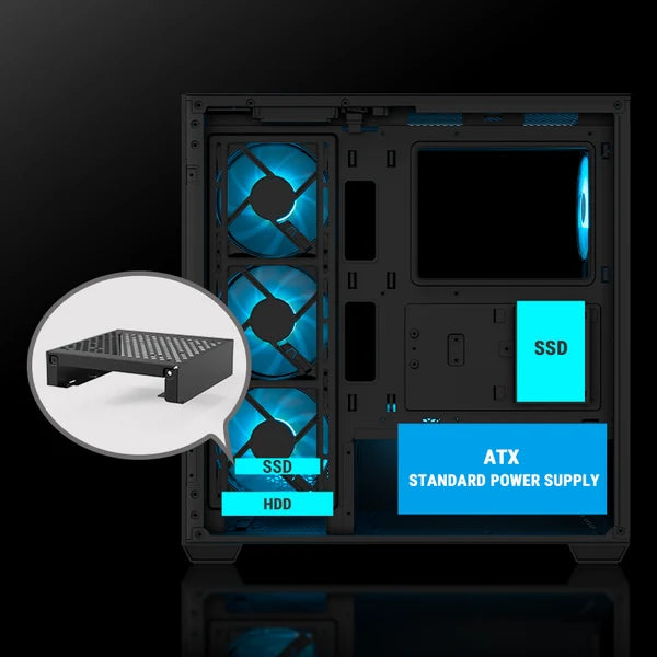 Ant Esports Crystal X7 ATX PC Case (Black)
