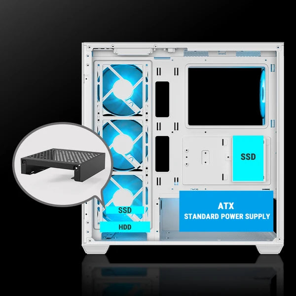 Ant Esports Crystal X7 ATX PC Case (White)