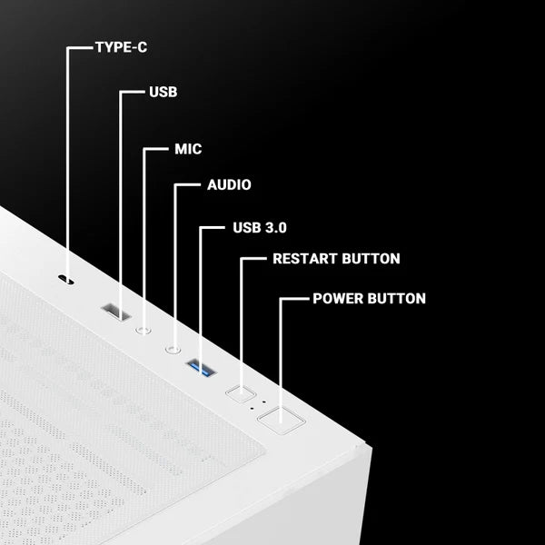 Ant Esports Crystal X7 ATX PC Case (White)