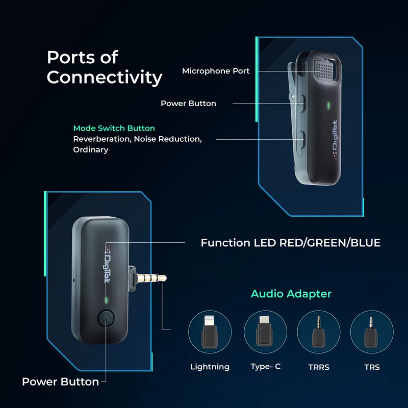 Digitek® (DWM-106) 2-in-1 Wireless Microphone System - GOLCHHA COMPUTERS 