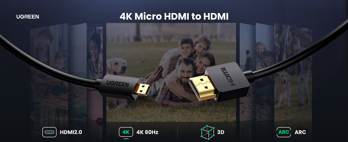 UGREEN Micro HDMI to HDMI Cable 4K 1.5m (30102)