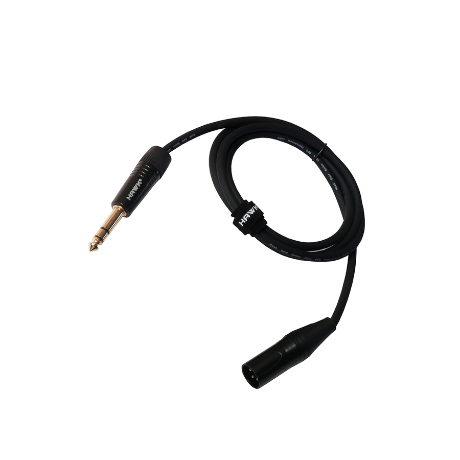 HAWK PROAUDIO SXSG005 Gold Series 6.35mm TRS Male to XLR Male Balanced Interconnect With Cable Tie (Black) 5 feet - GOLCHHA COMPUTERS 