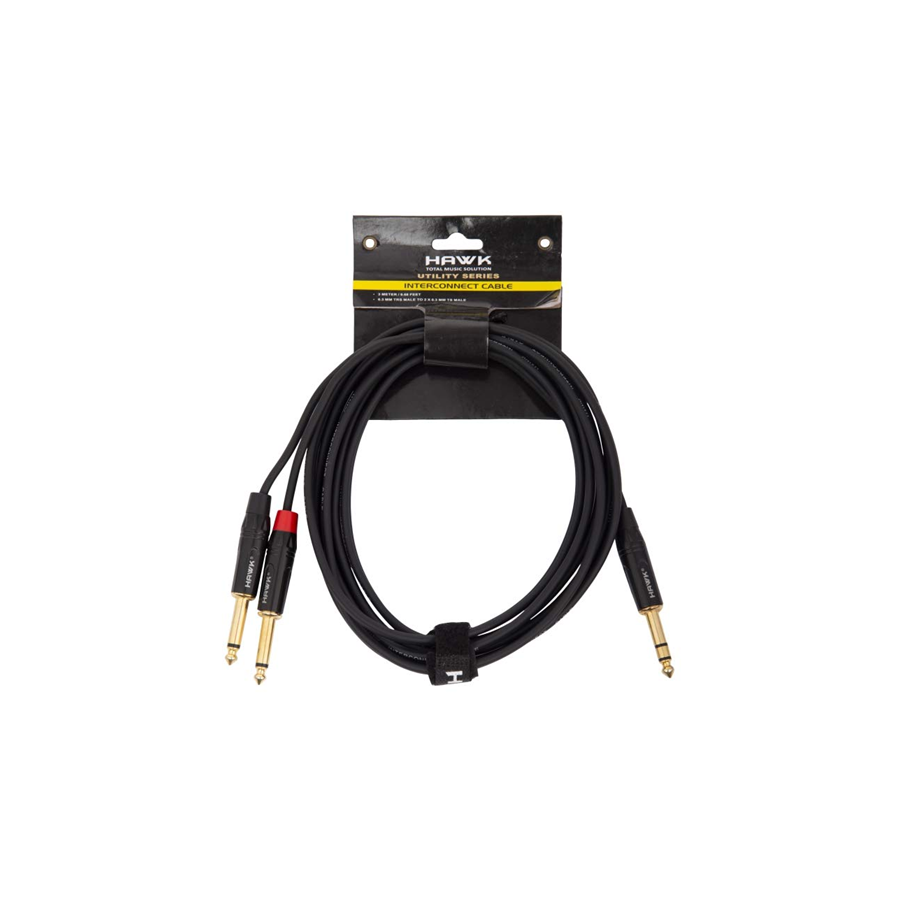 Hawk Proaudio SMPLU03 Y Cable 6.3 MM Stereo Male to Dual 6.3 MM Mono Male -3 Meter - GOLCHHA COMPUTERS 
