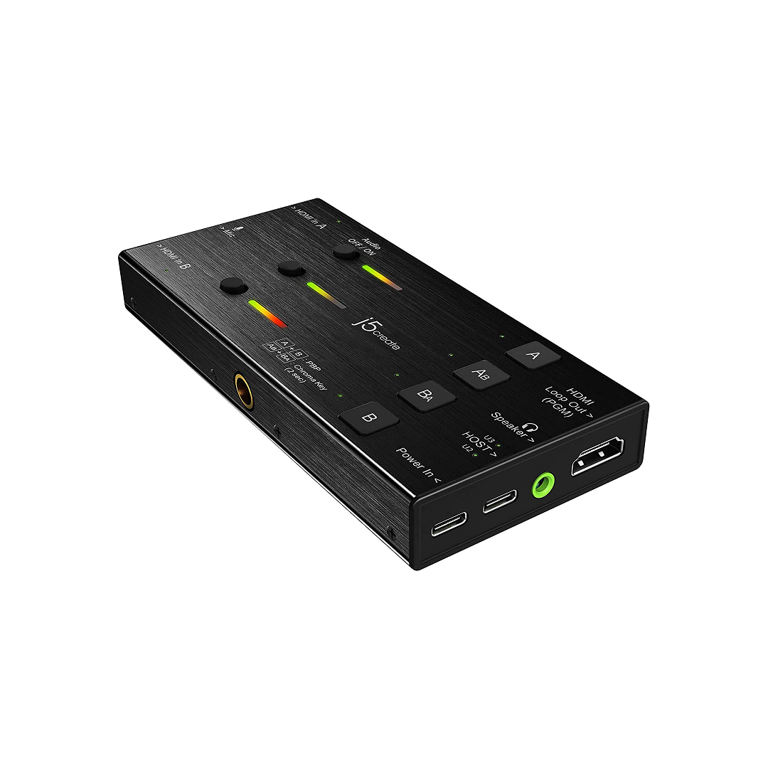 j5create Live Video Capture Card - Dual HDMI to USB-C, Supports 1080p 60Hz Video and Audio Recording, Power Delivery 60W