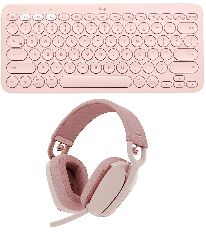 Logitech K380 Wireless Multi-Device Bluetooth Keyboard & Zone Vibe 100 Wireless Headset Combo
