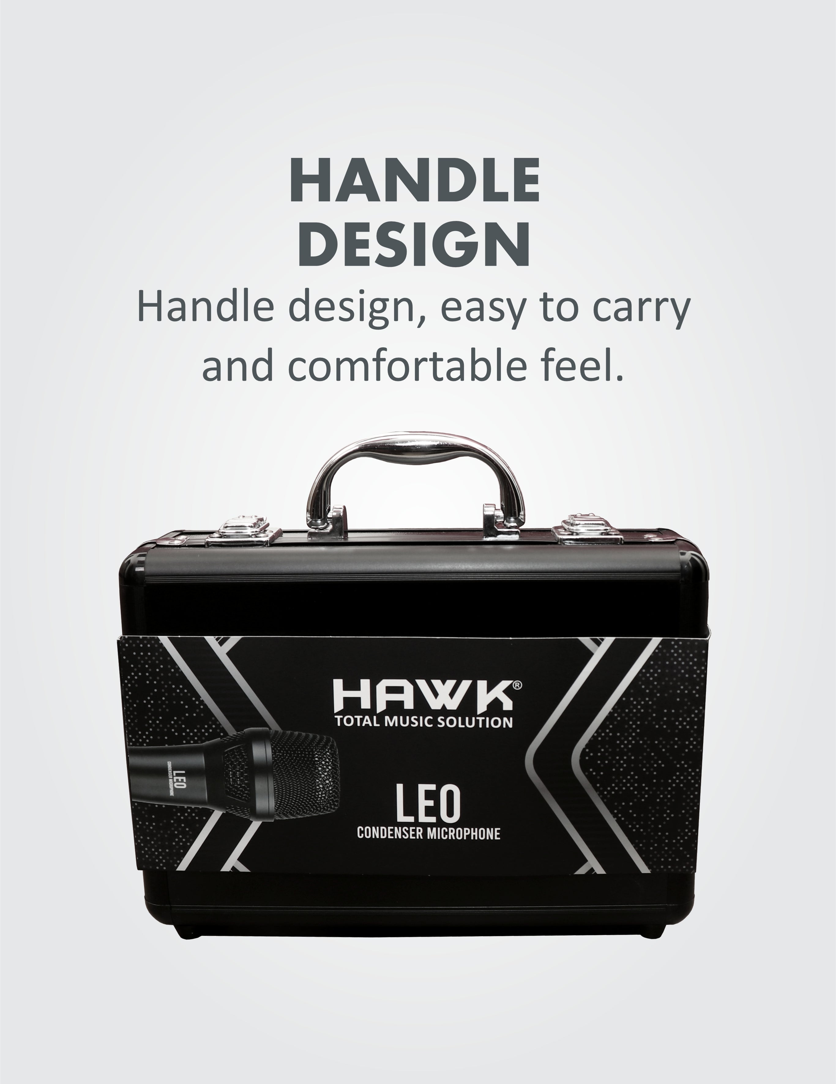 Hawk LEO Condenser Handheld Microphone with Mic Clip, Windscreen & Aluminium Case - GOLCHHA COMPUTERS 