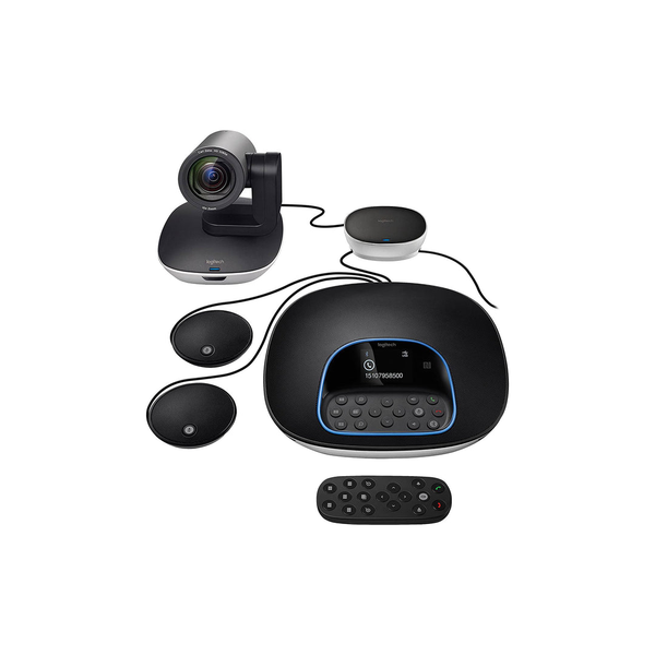 Logitech GROUP Affordable video conferencing for mid to large-sized meeting rooms Bundle with Expansion Mics for (Upto 20 People)