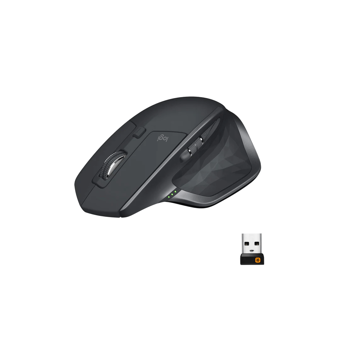 Logitech MX Master 2S Wireless Mouse, Multi-Device, Bluetooth or 2.4GHz Wireless with USB Unifying Receiver, 4000 DPI Any Surface Tracking - Black
