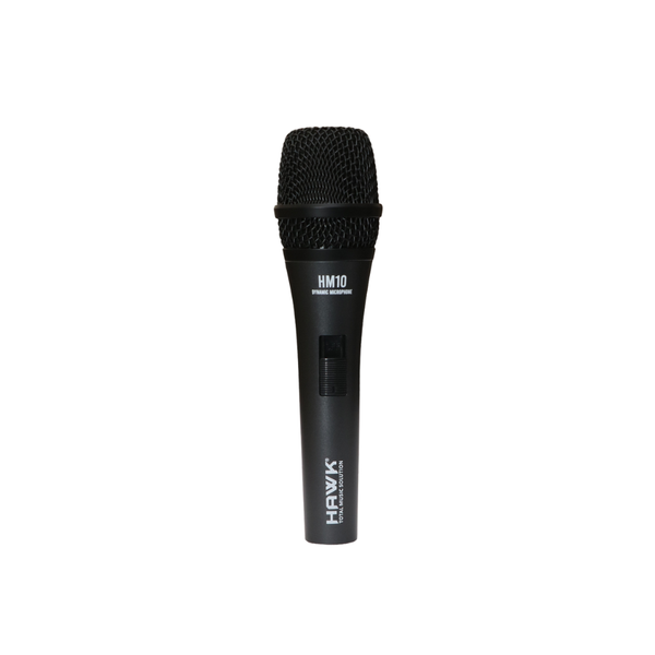 Hawk Proaudio HM 10 Handheld Dynamic Cardioid Wired Mic for Live, Recording, Speech with mic Holder and Pouch with ON/Off Switch, (Mic Cable Not Included)