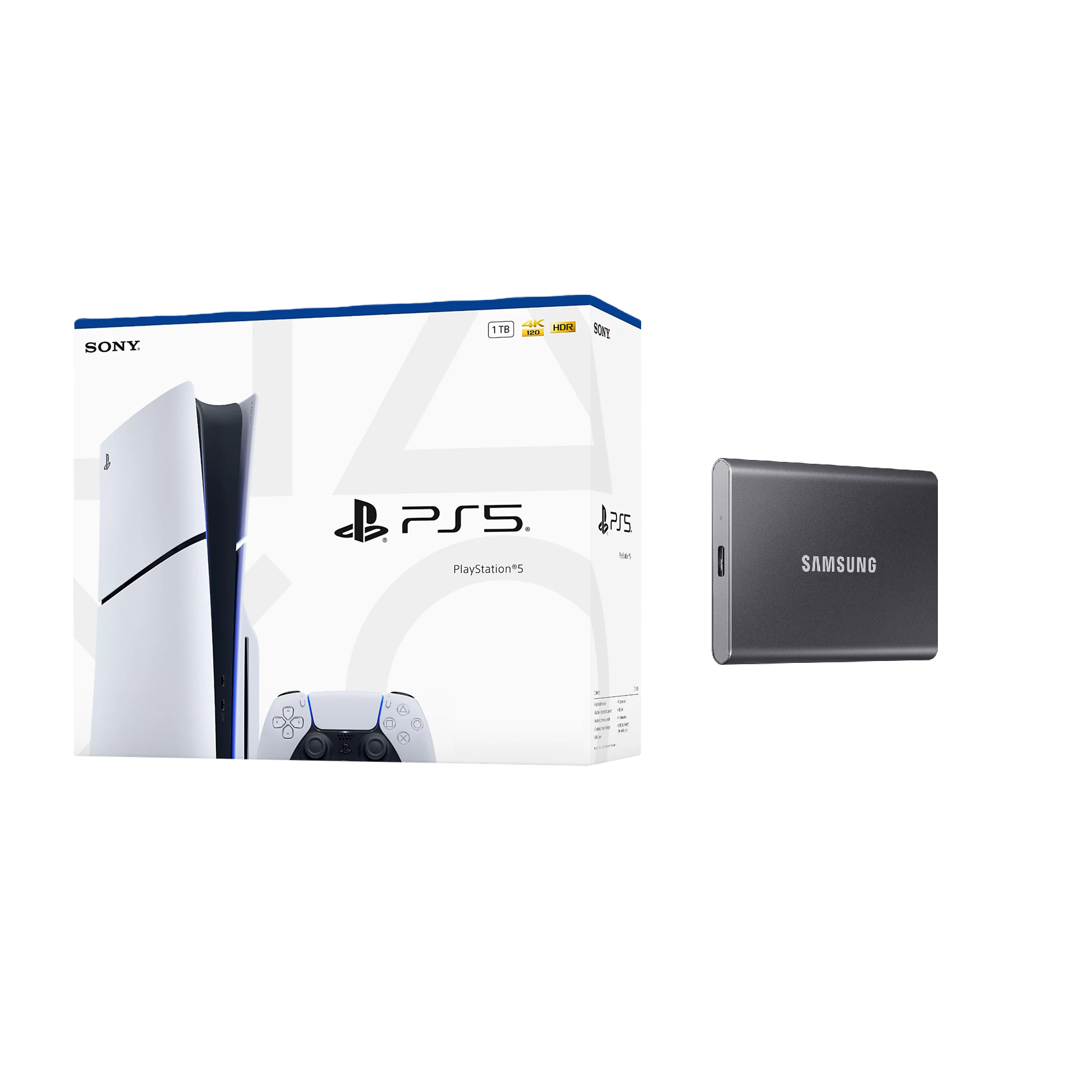 Sony PS5 console - 1TB Disc Edition with Samsung T7 2TB External SSD Combo