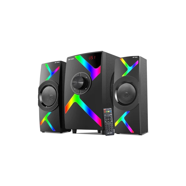 Ant Esports GS80,80W 2.1 Channel Bluetooth Multimedia RGB Speaker with Subwoofer Satellite Speaker, Digital LED Display, Remote, Digital FM, USB & SD Card, Strong Bass, Perfect for Music – Gun Black