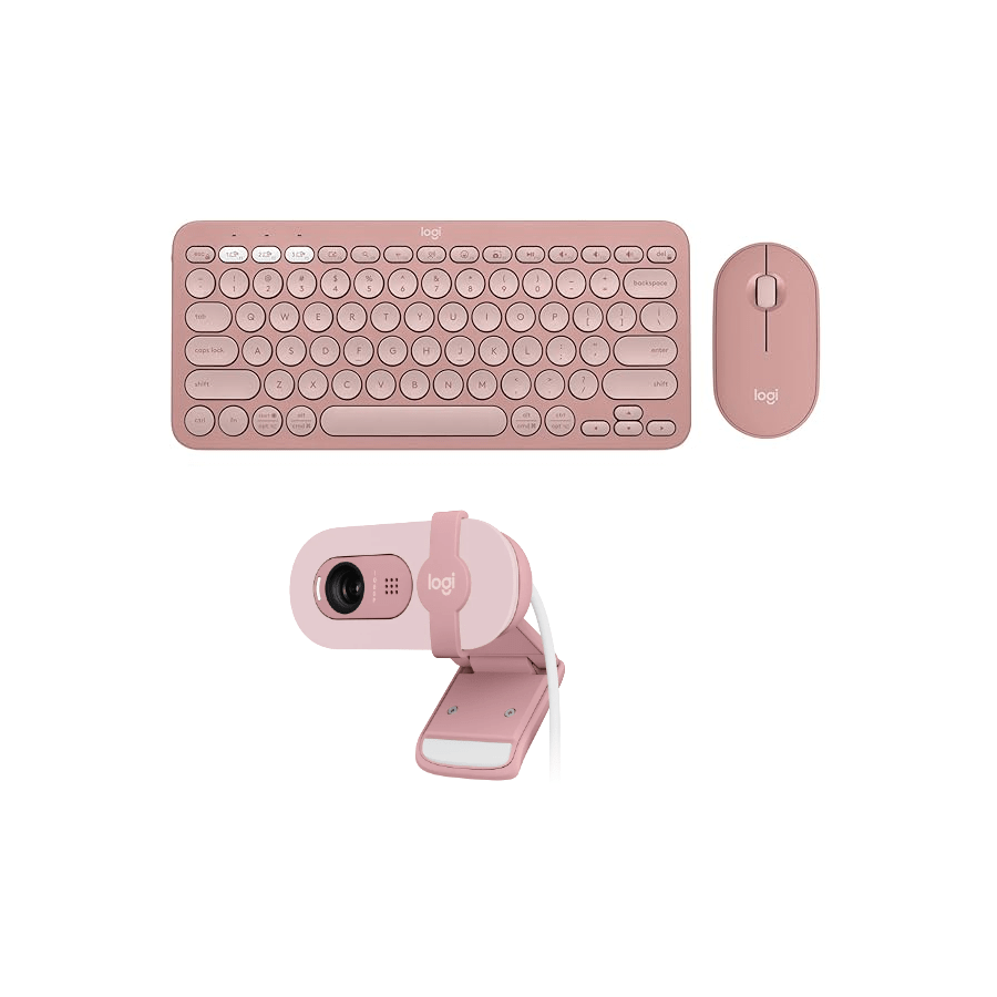 Logitech PEBBLE 2 COMBO Slim, multi-device Bluetooth keyboard & Mouse With BRIO 100 Full HD 1080p Webcam Combo