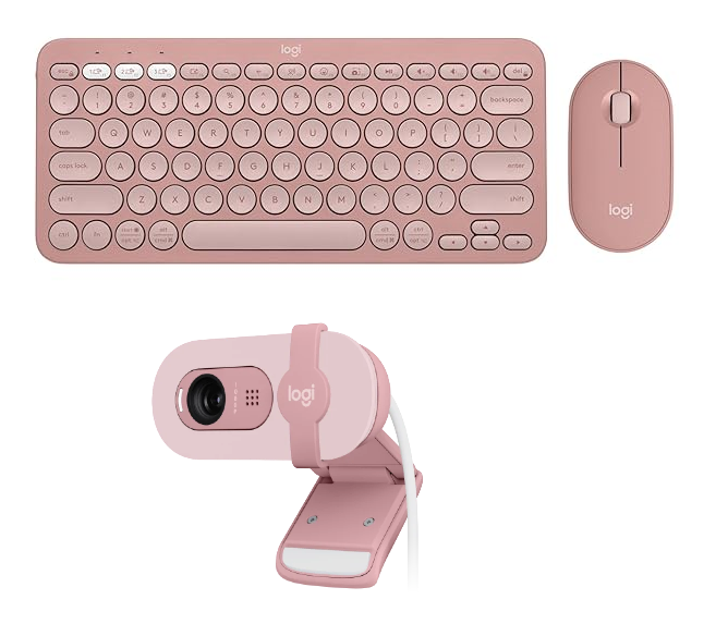 Logitech PEBBLE 2 COMBO Slim, multi-device Bluetooth keyboard & Mouse With BRIO 100 Full HD 1080p Webcam Combo - Golchha Computers