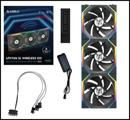 Lian Li UNI Fan SL-Wireless 120-Triple Pack ARGB Fans (Reverse Blade)