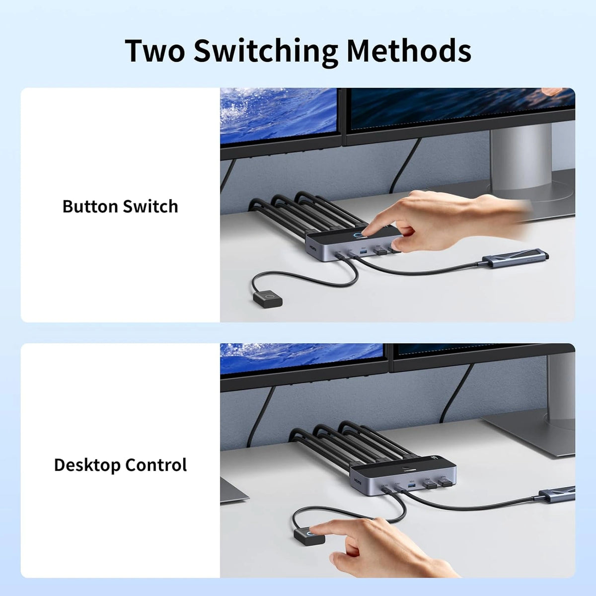 UGREEN 2 In 2 Out 8K@60Hz HDMI® Dual Monitor KVM Switch – AK703 – 85100 – 1 Year Warranty