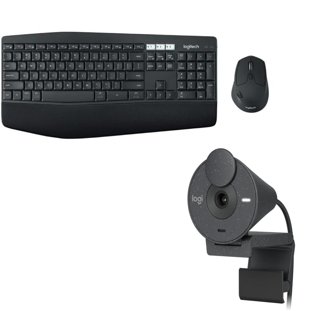 Logitech MK850 Performance Wireless Keyboard and Mouse and Logitech Brio 300 A 1080p webcam Combo