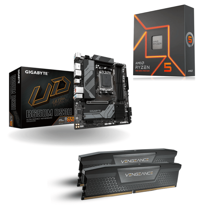 AMD Ryzen 5 Combo AMD Ryzen 5 7600X Processor Gigabyte B650M DS3H Motherboard CORSAIR Vengeance 32GB 16GBx2 DDR5 DRAM 5200MHz Golchha Computers