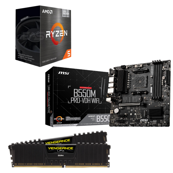 AMD Ryzen 5 Combo - AMD Ryzen 5 5600G Gaming Processor/ MSi B550 M Pro VDH Wifi Motherboard/ Corsair Vengeance 16GB (8x2) Dual Channel DDR4 3200 MHz