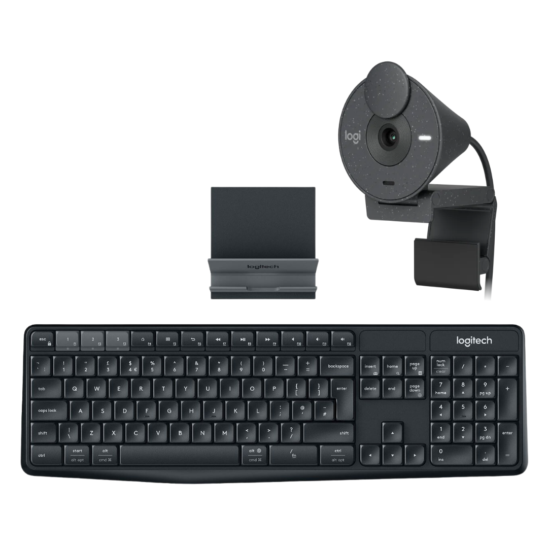 Logitech K375s MULTI-DEVICE Wireless Keyboard & Logitech Brio 300 1080p Webcam Combo