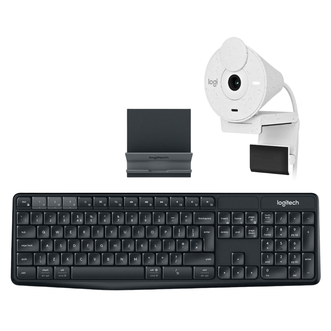 Logitech K375s MULTI-DEVICE Wireless Keyboard & Logitech Brio 300 1080p Webcam Combo