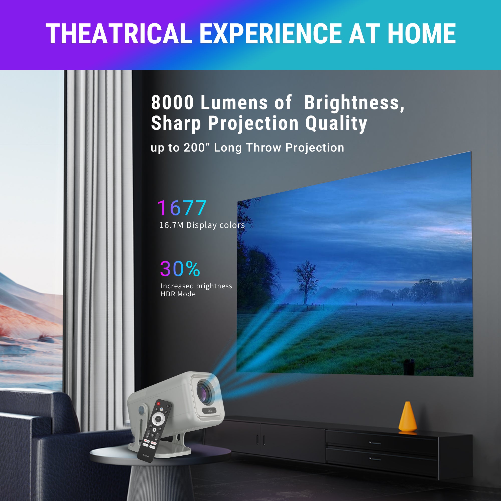 Ant Esports View690 AF 8000 Lumens FHD(1080) Andriod Smart Projector Black