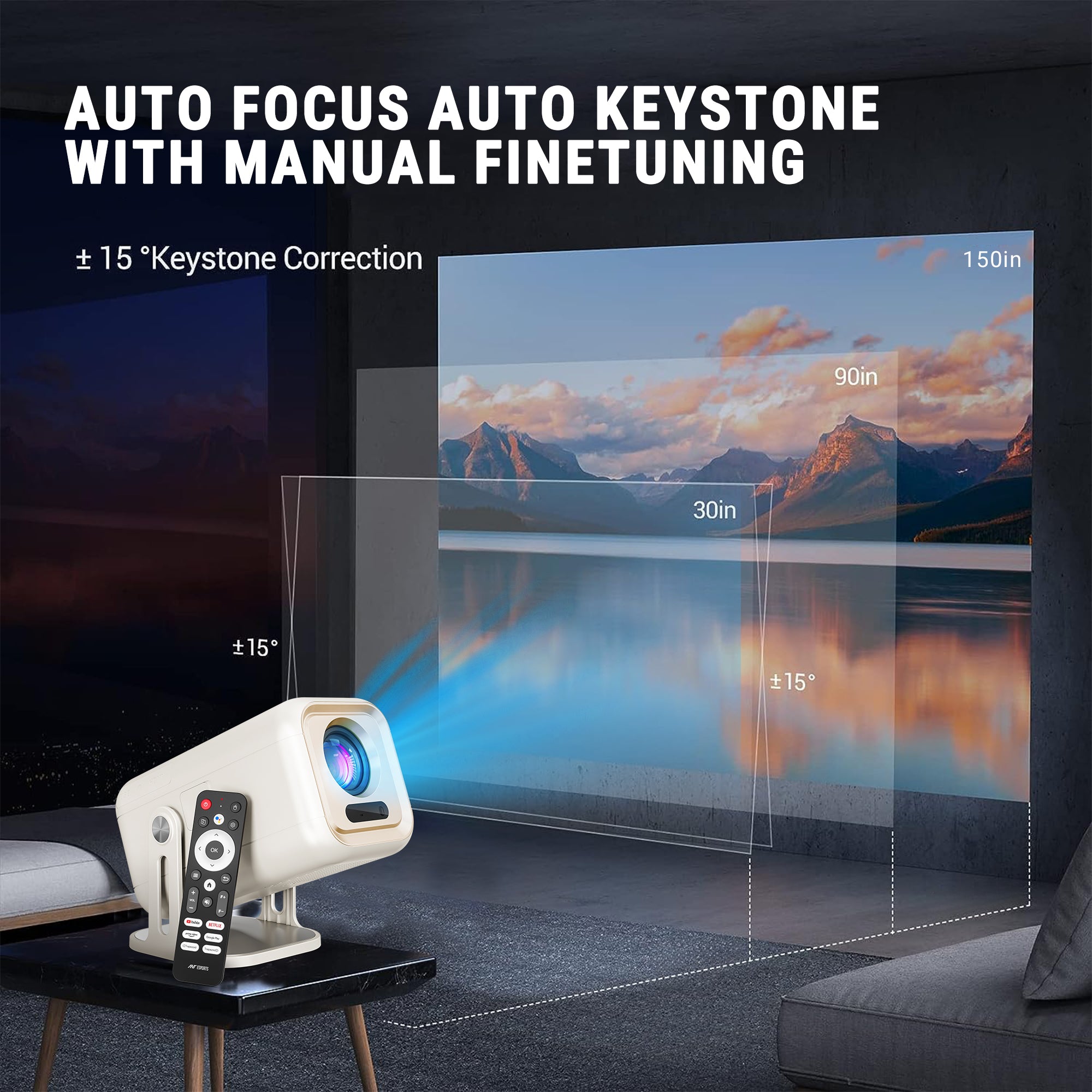 Ant Esports View690 AF 8000 Lumens FHD(1080) Andriod Smart Projector Black