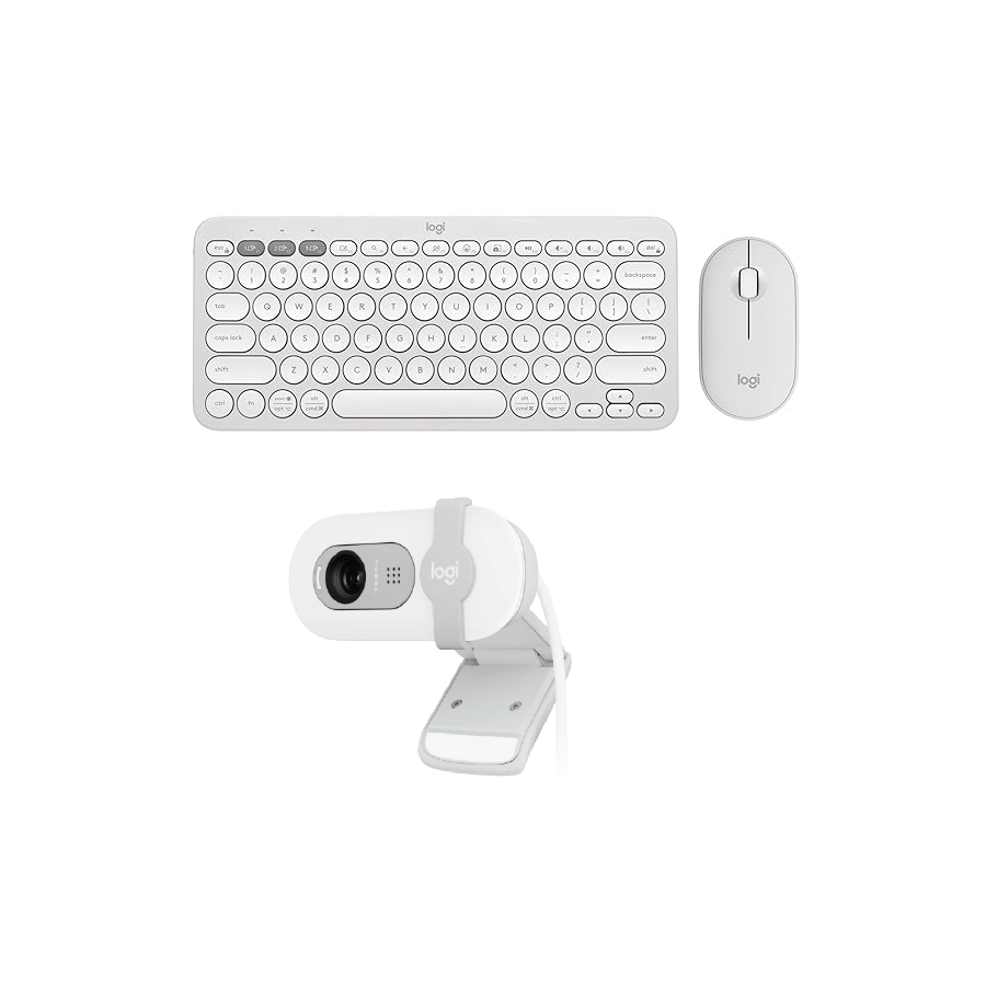 Logitech PEBBLE 2 COMBO Slim, multi-device Bluetooth keyboard & Mouse With BRIO 100 Full HD 1080p Webcam Combo - Golchha Computers