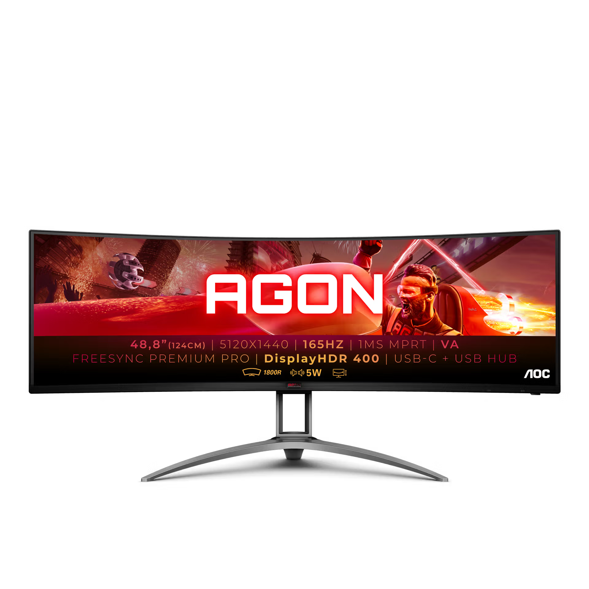 AOC AG493UCX2 49" 165 Hz Dual QHD 5K (5120×1440) Ultrawide Curved Gaming Monitor