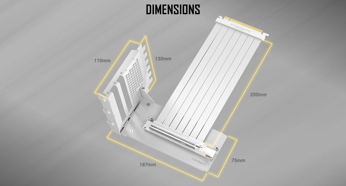 Antec RTX50 PCI-E 5.0 Riser Cable Vertical GPU Bracket Kit - dimensions