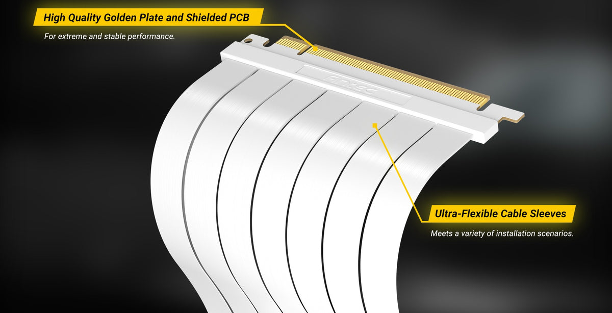 Antec RTX50 PCI-E 5.0 Riser Cable Vertical GPU Bracket Kit - golden plate and shielded PCB