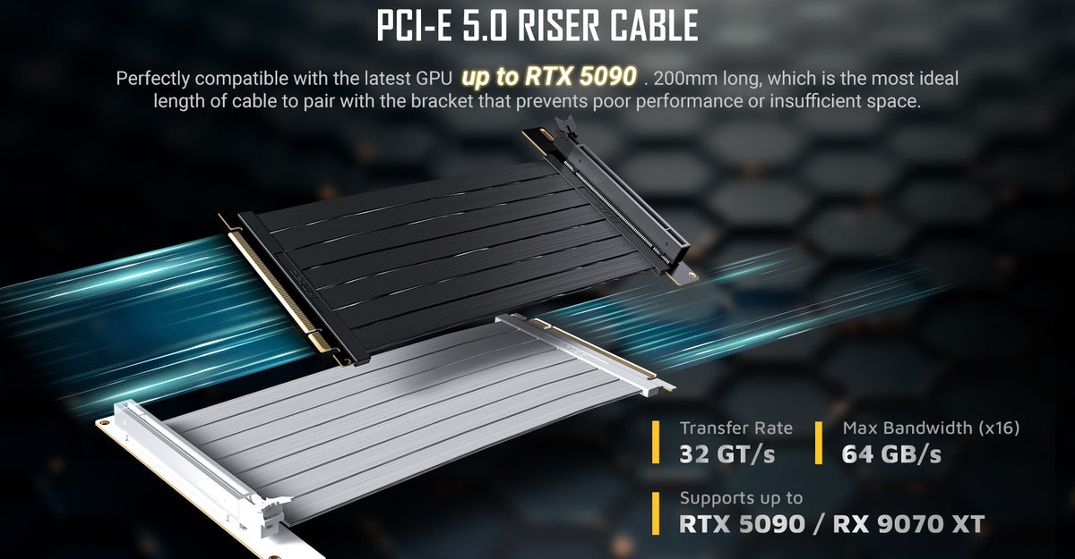 Antec RTX50 PCI-E 5.0 Riser Cable Vertical GPU Bracket Kit - 200mm PCI-E 5.0 riser cable