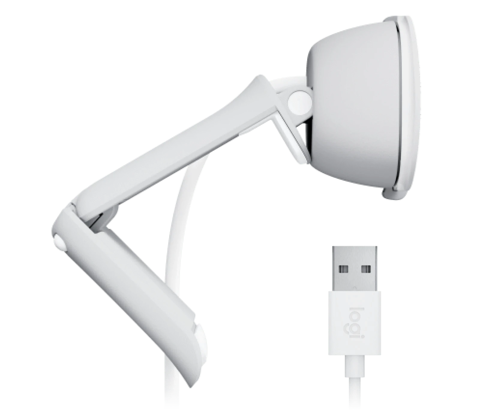 Logitech  BRIO 100 Full HD 1080p webcam with auto-light balance, integrated privacy shutter, and built-in mic.
