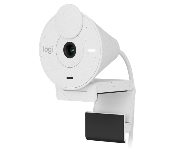 Logitech Brio 300 A 1080p webcam with auto light correction, noise-reducing mic, and USB-C connectivity.