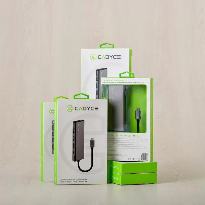 CADYCE CA-CU3HG USB-C™ to USB-3.0 Hub with HDMI (4K) & Gigabit Ethernet Adapter (Space Grey) - GOLCHHA COMPUTERS 