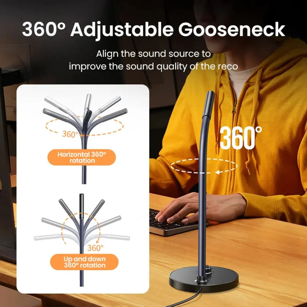 UGREEN USB Desktop Omnidirectional Microphone with Gooseneck (90416)