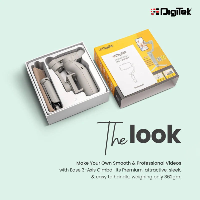 Digitek (DSG 007F) 3 Axis Handheld Steady Gimbal PTZ Camera Mount for All Smart Phones with Face & Object Tracking Motion, Various Time Lapse Features - GOLCHHA COMPUTERS 