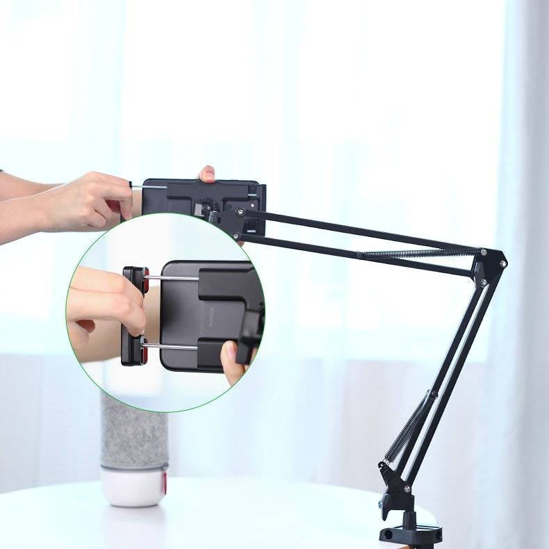 UGREEN Long-Arm Clamp Tablet & Phone Holder, 4–12.9in, Black (50394)