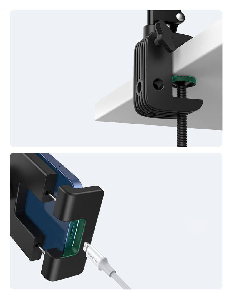 UGREEN Long-Arm Clamp Tablet & Phone Holder, 4–12.9in, Black (50394)