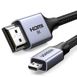 UGREEN 8K Micro HDMI to HDMI 2.1 Cable, 8K 60Hz / 4K 120Hz, Braided, 2m (15517)