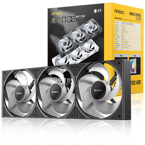 Antec Connect 120 reverse ARGB PC Case Fans (3 In 1 Pack)