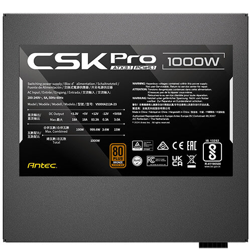Antec CSK1000 PRO 1000W 80 Plus Bronze Semi Modular ATX 3.1 Power Supply