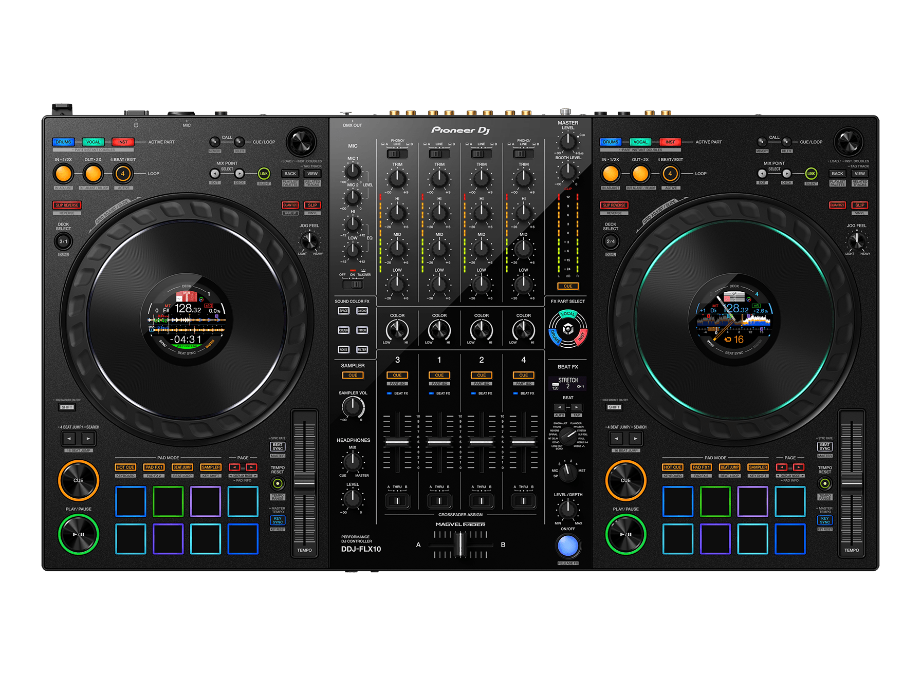 Pioneer DDJ-FLX10 4-channel DJ performance controller for multiple DJ applications (Black)