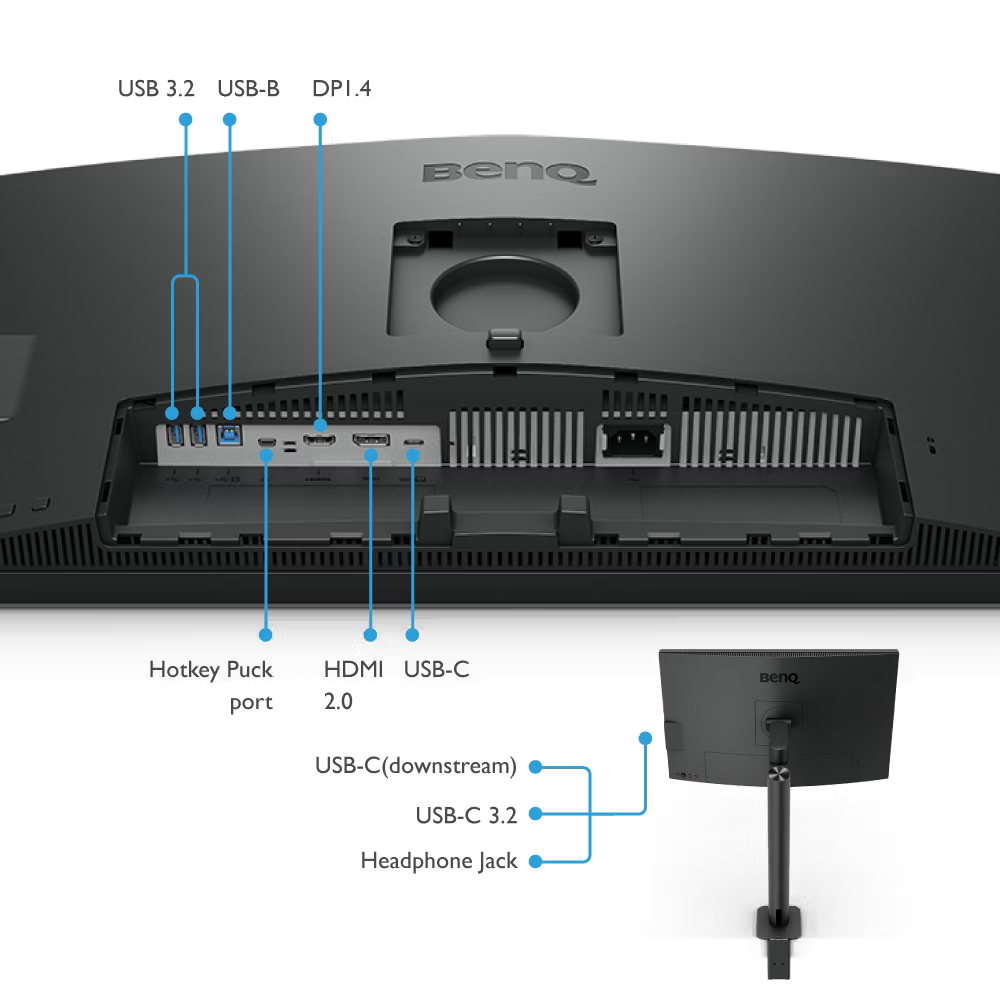 Benq PD2706UA 27-inch Ergo Arm 4K UHD P3 Display HDR 400 USB-C Designer Monitor - GOLCHHA COMPUTERS 