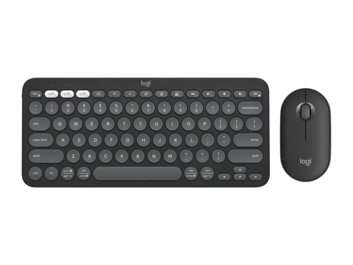 Logitech PEBBLE 2 COMBO Slim, multi-device Bluetooth® keyboard and mouse with customizable keys and button. - Golchha Computers