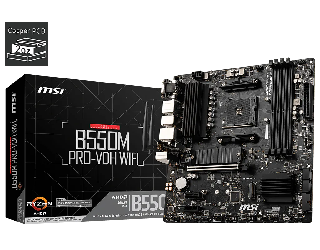 MSI B550M PRO-VDH WIFI AMD AM4 DDR4 MOTHERBOARD